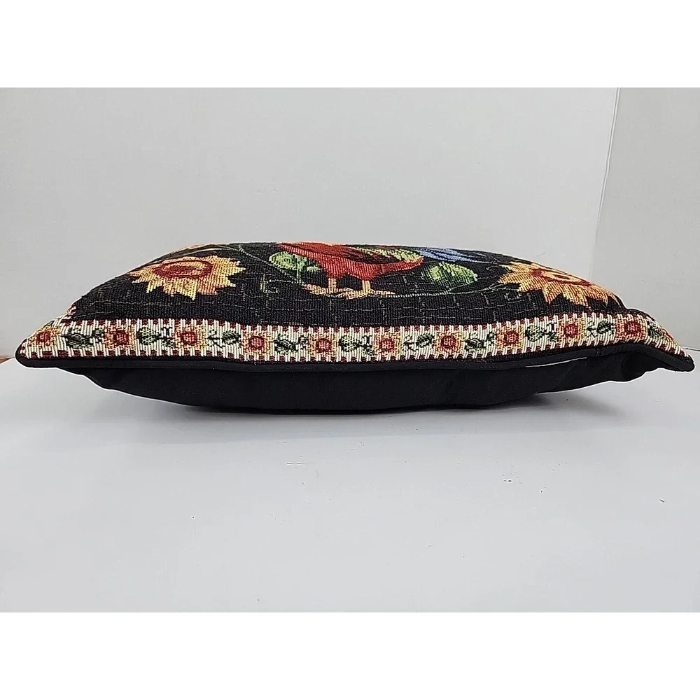 Vintage Tapestry Pillow Rooster Chicken 18x11